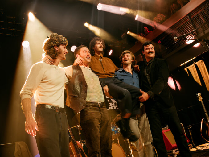 Horsebath band at the end of their set at the Take Root festival on the Foyer stage